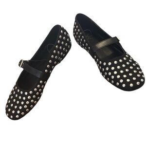 Worthington Black Flats with Silver Studs